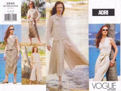 2545  VOGUE ADRI JACKET, BIAS/WRAP TOP, LONG SKIRT,  CULOTTE PATTERN 6-16 CHOICE 2 SIZES UNCUT
